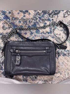 Rebecca Minkoff charcoal Leather Crossbody with Chain Strap